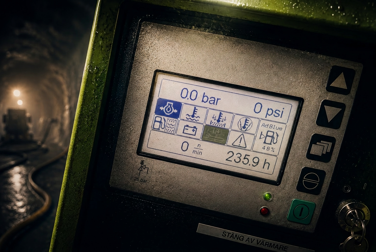 Mobil kompressor på byggarbetsplats