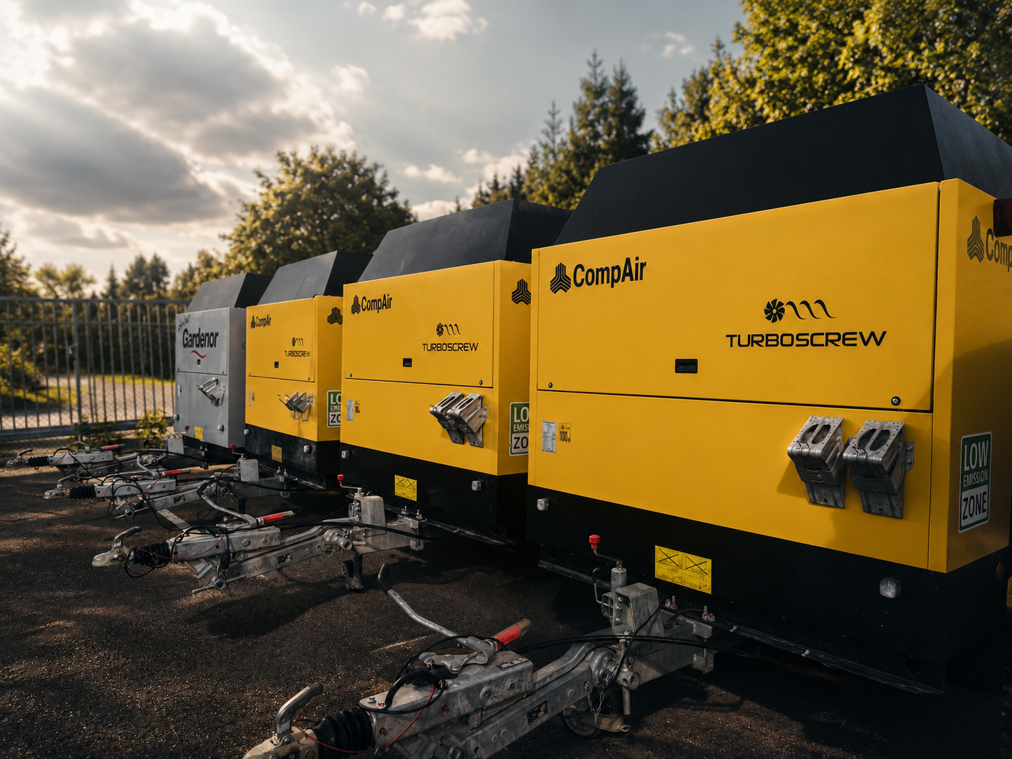Mobil kompressor i arbete